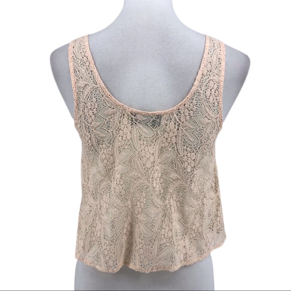 ASTR Beaded Lace Blush Baby Pink Cropped Top - Picture 5 of 8
